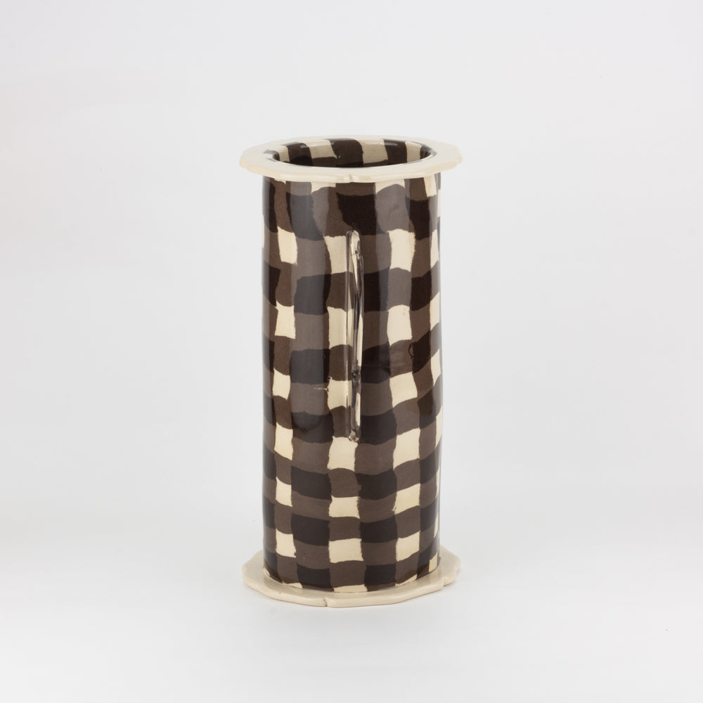 Brown & White Gingham Eton Vase