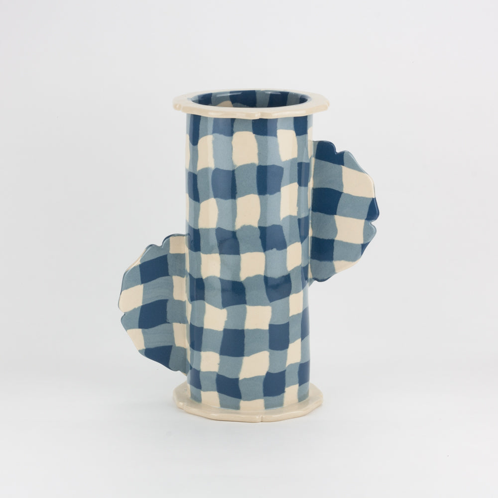 Blue & White Gingham Eton Vase