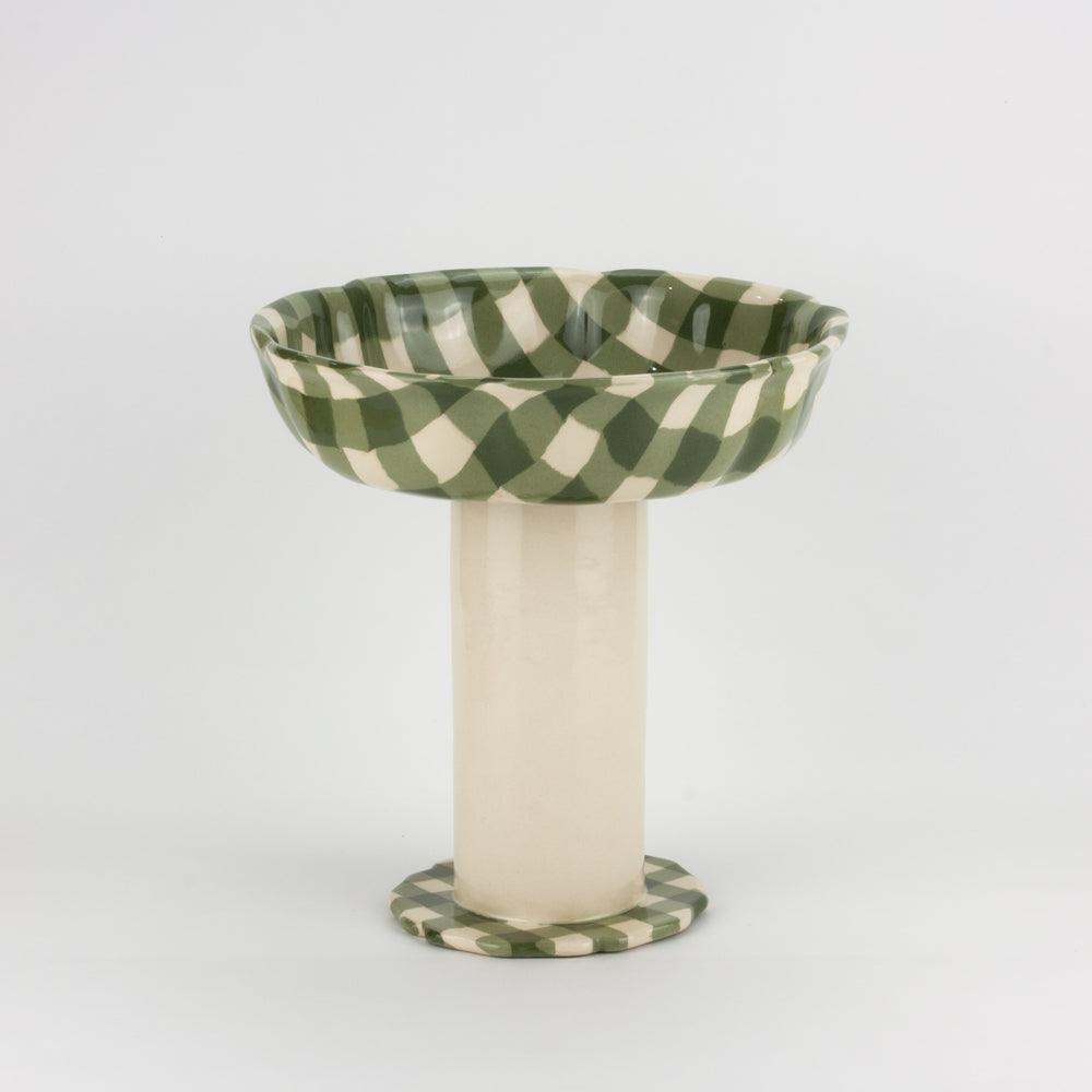 Green & White Gingham Tall Chalice
