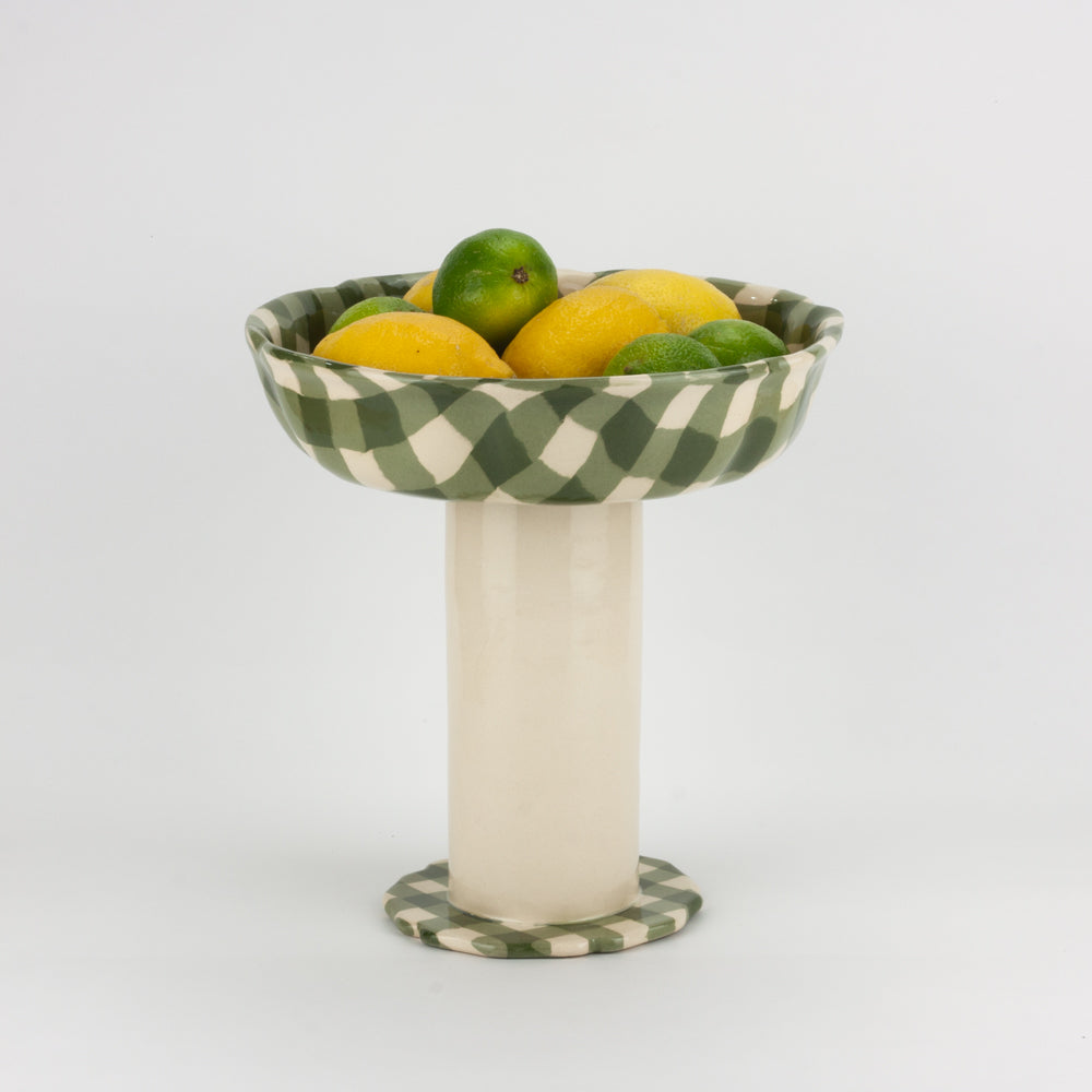 Green & White Gingham Tall Chalice
