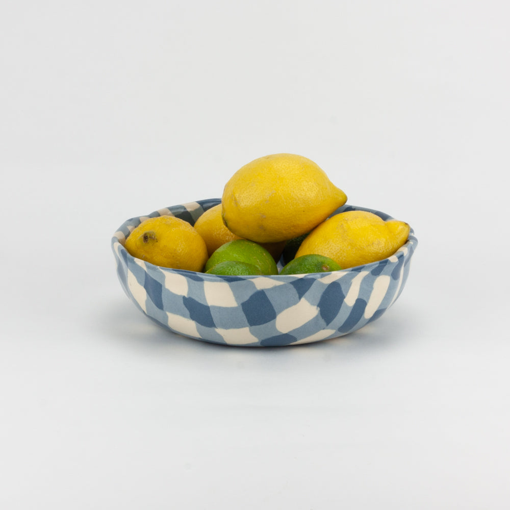 Blue & White Gingham High Sided Bowl