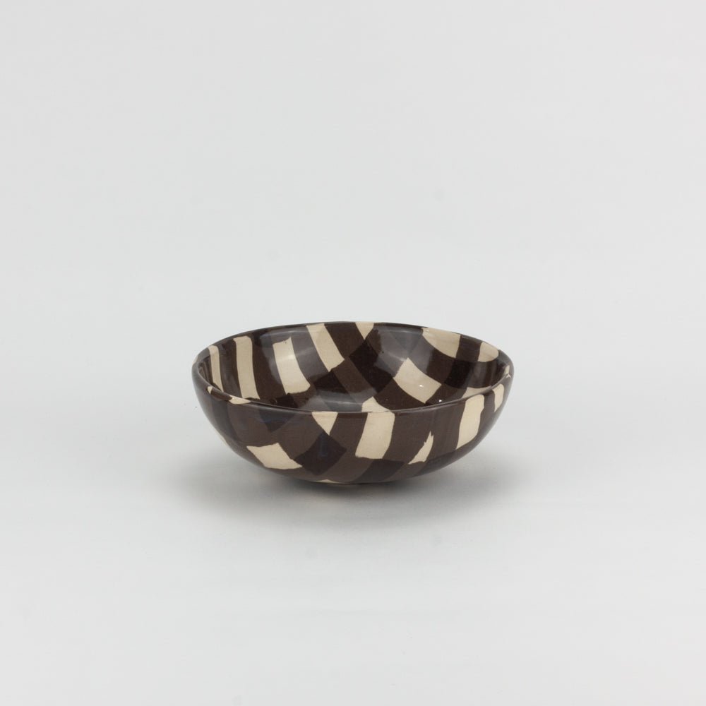 Brown & White Gingham Small Bowl