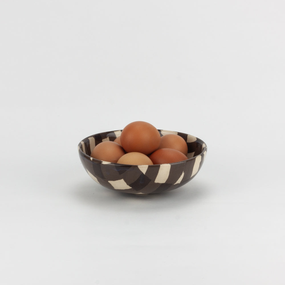 Brown & White Gingham Small Bowl