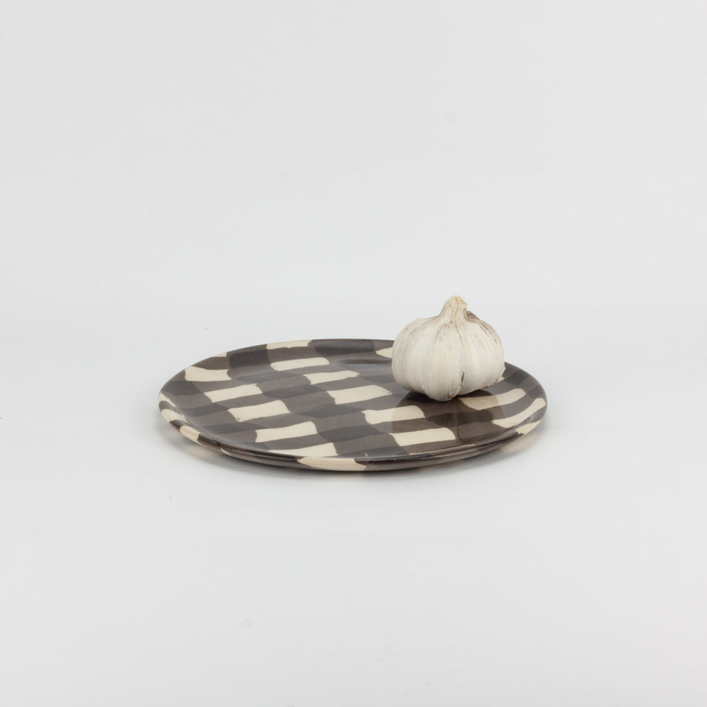 Brown & White Gingham Side Plate