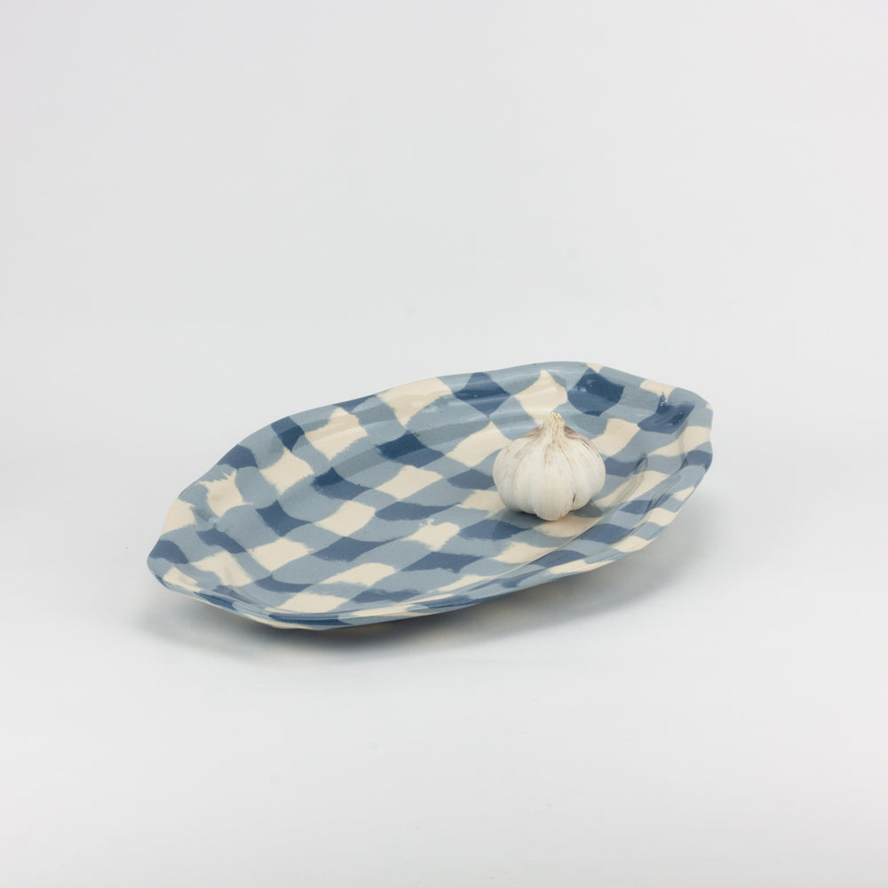 Blue & White Gingham Platter