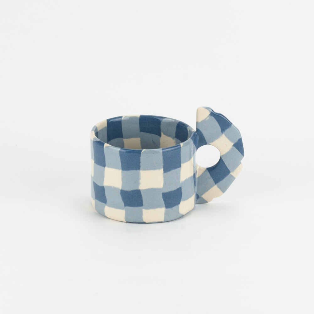 Blue & White Gingham Mug