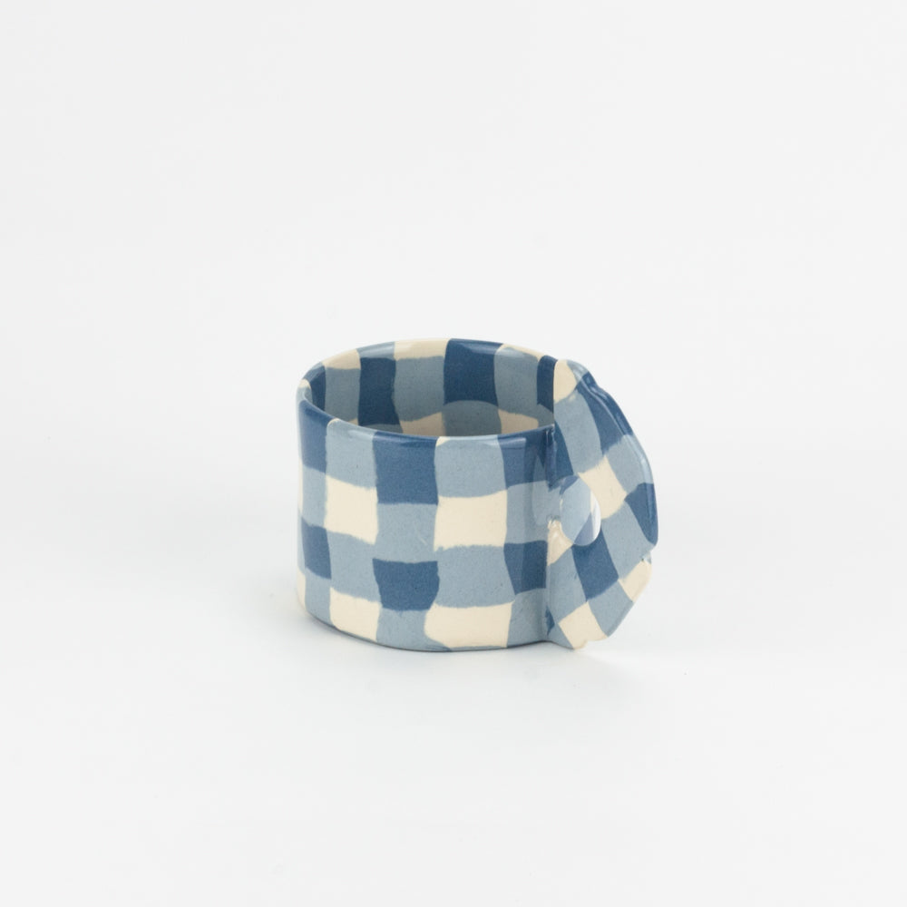 Blue & White Gingham Mug