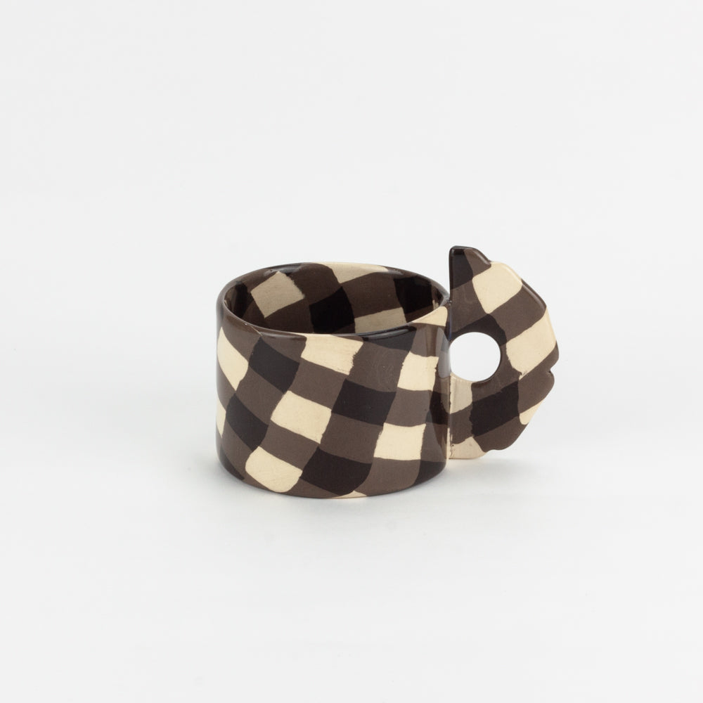 Brown & White Gingham Mug