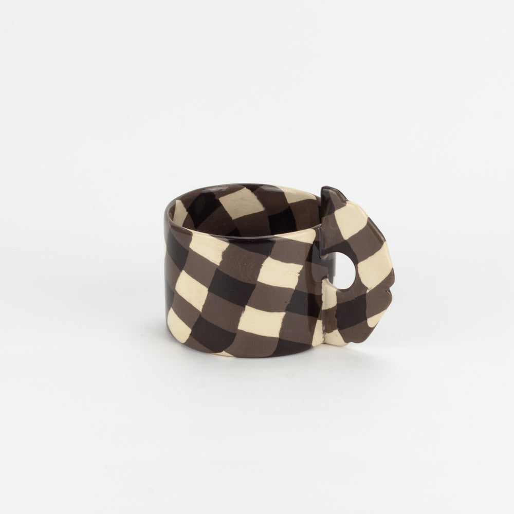 Brown & White Gingham Mug