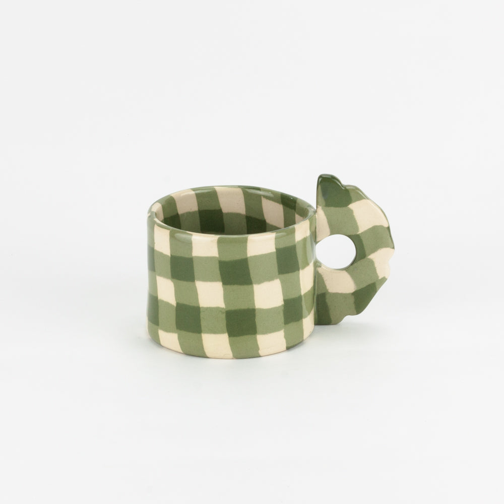 Green & White Gingham Mug