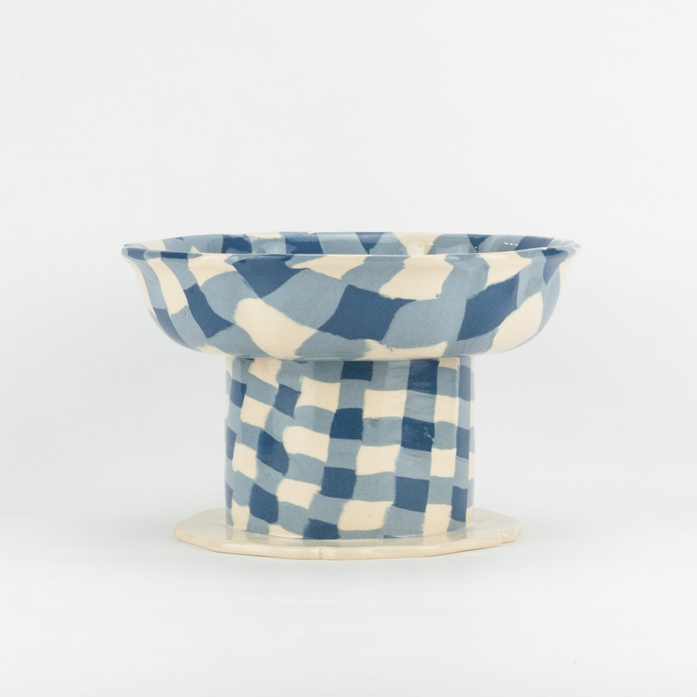 Blue & White Gingham Short Chalice