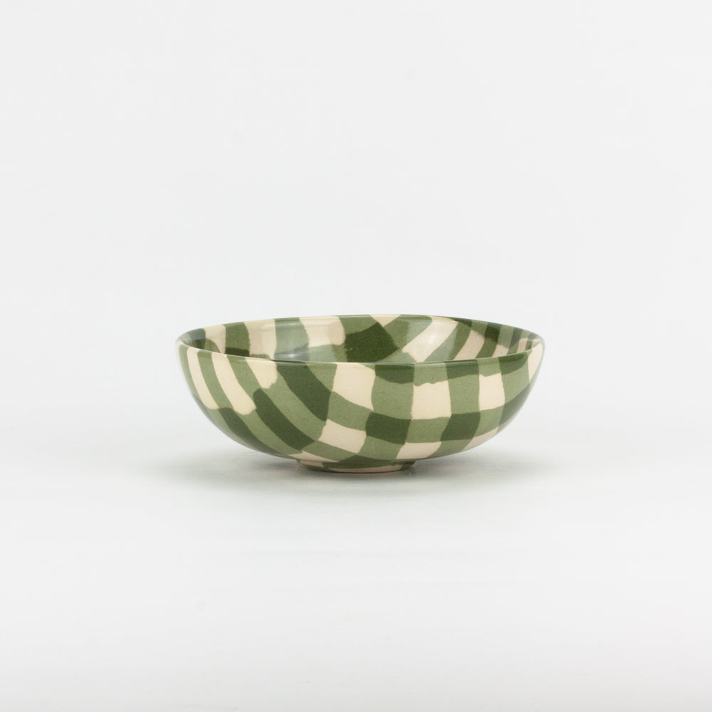 Green & White Gingham Small Bowl