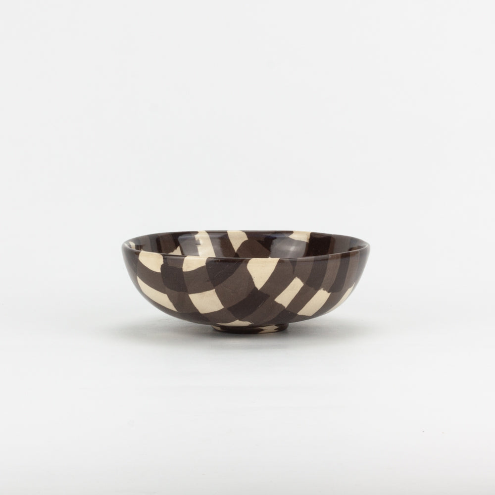 Brown & White Gingham Small Bowl