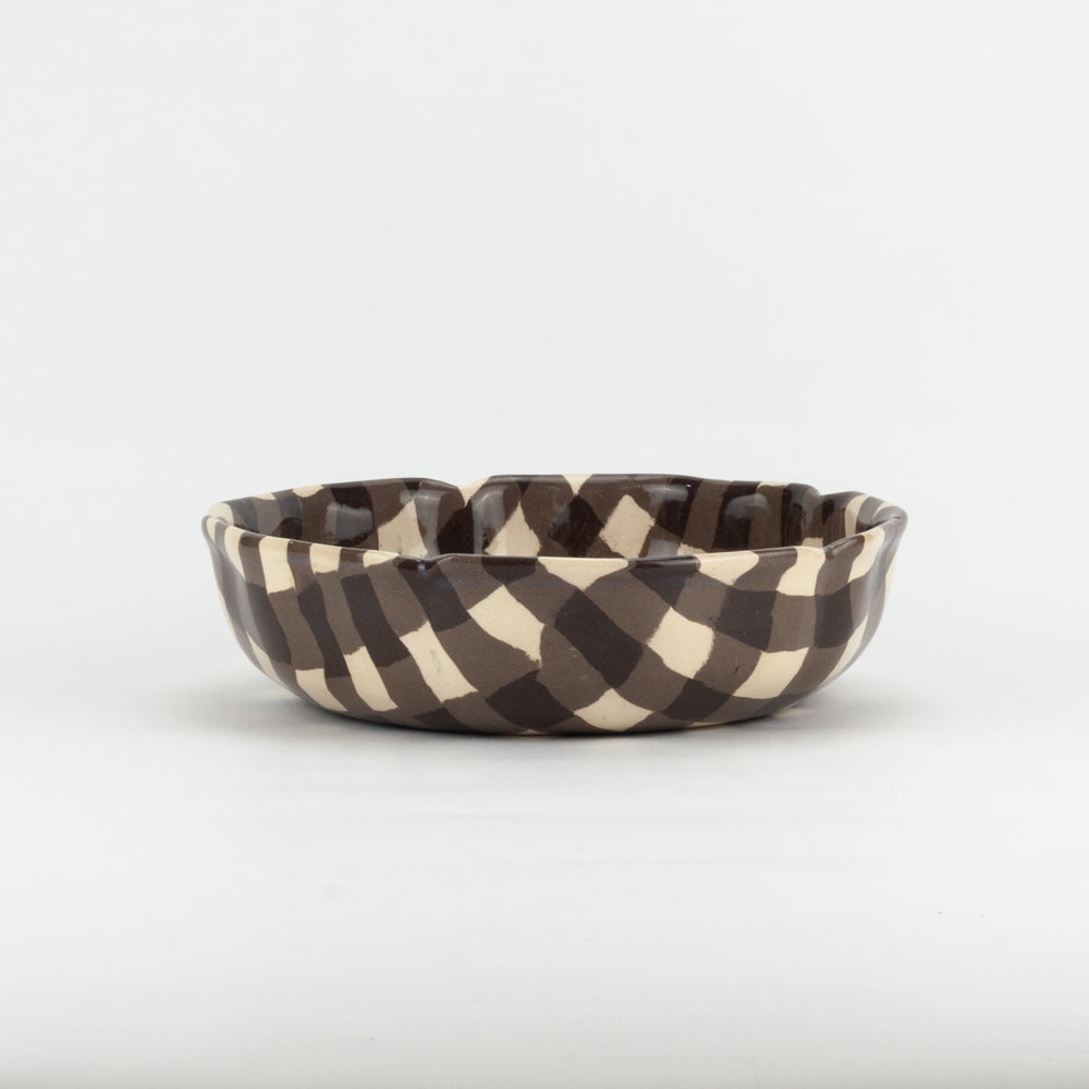 Brown & White Gingham High Sided Bowl