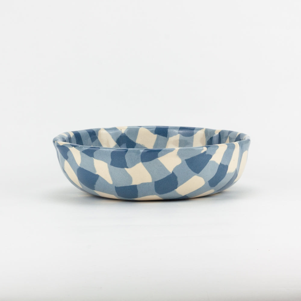 Blue & White Gingham High Sided Bowl