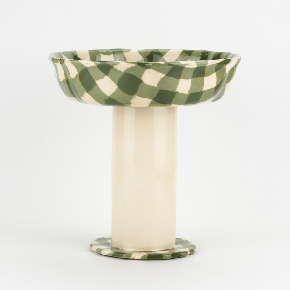 Green & White Gingham Tall Chalice