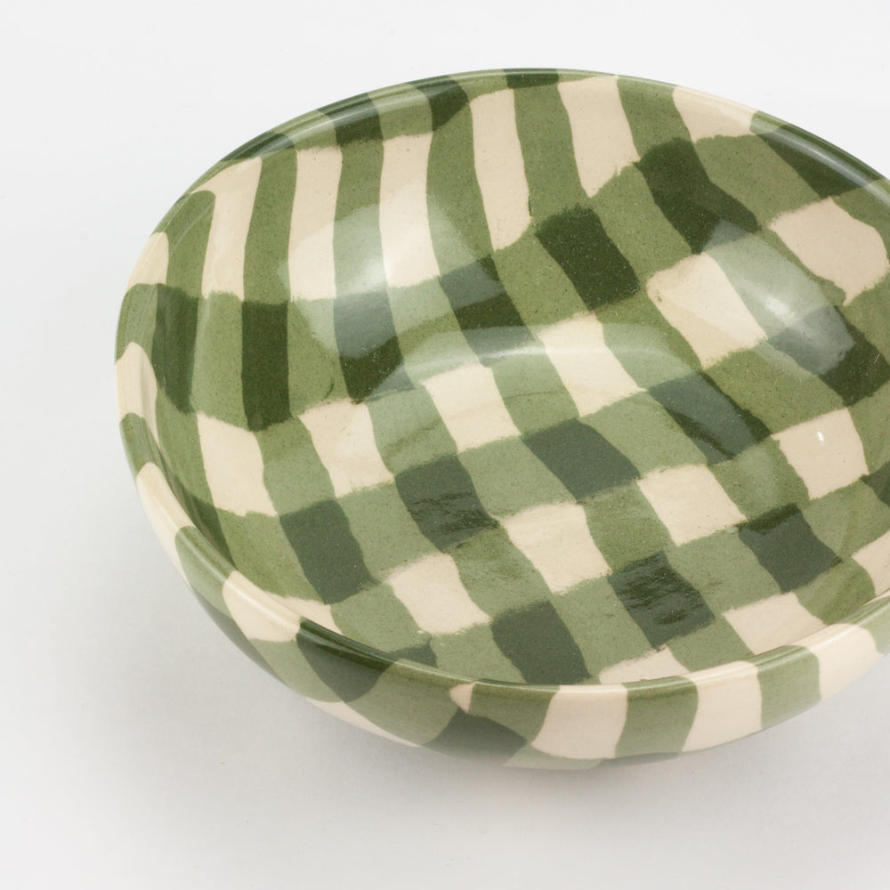 Green & White Gingham Small Bowl