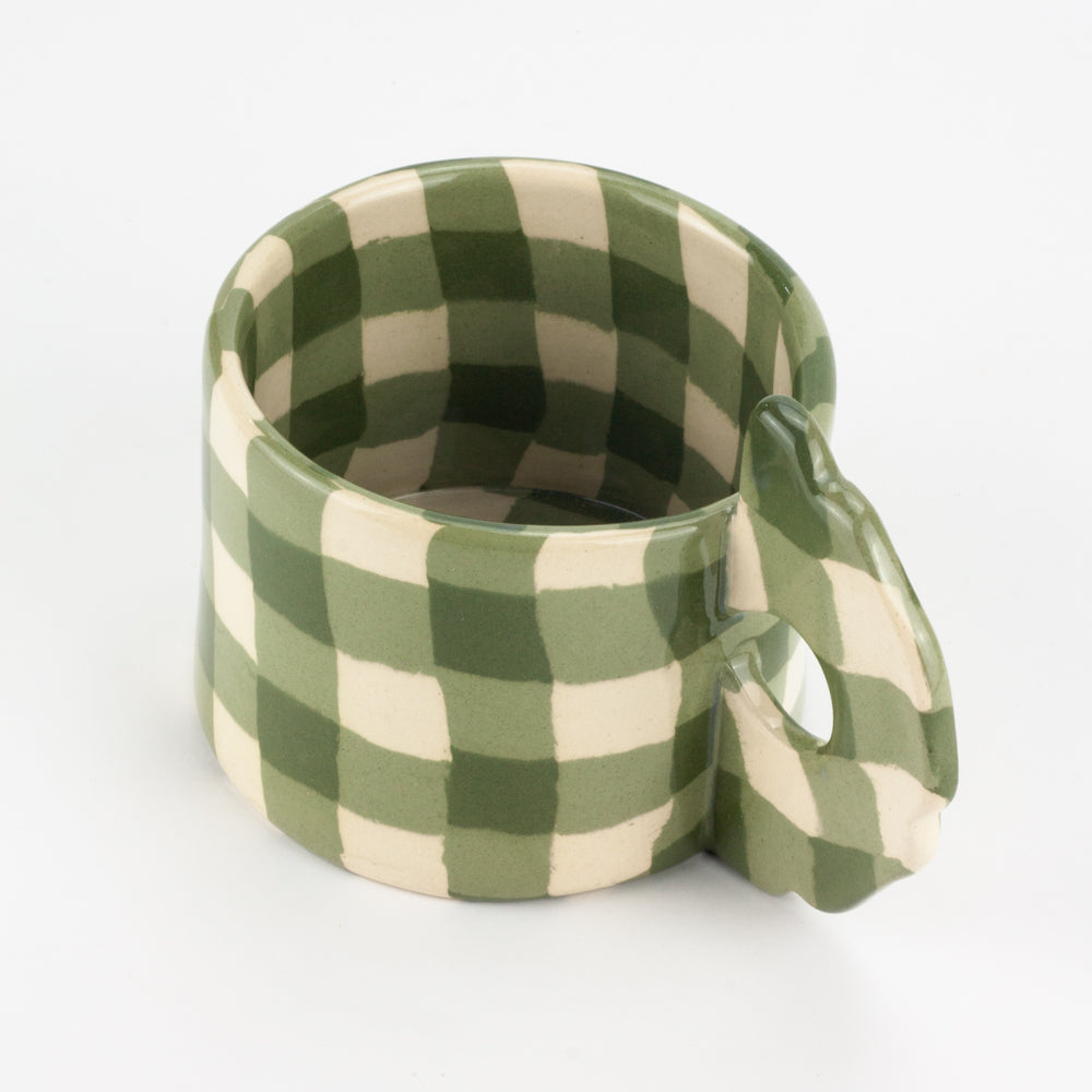Green & White Gingham Mug