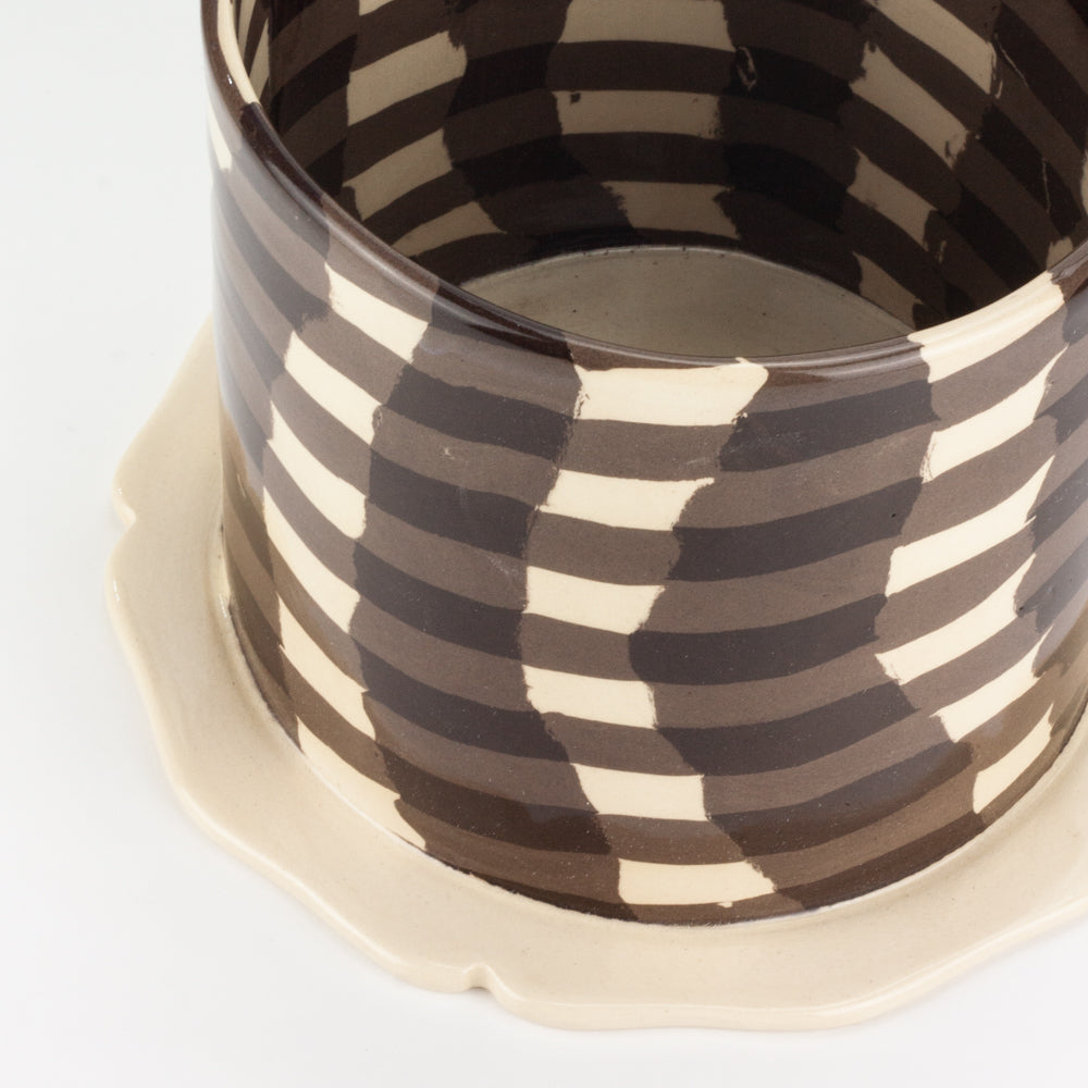 Brown & White Gingham Planter
