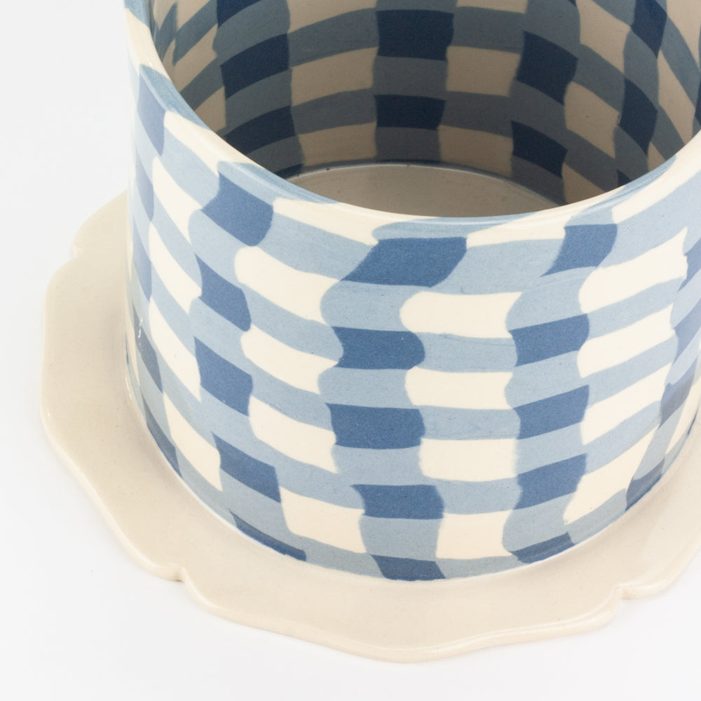 Blue & White Gingham Planter