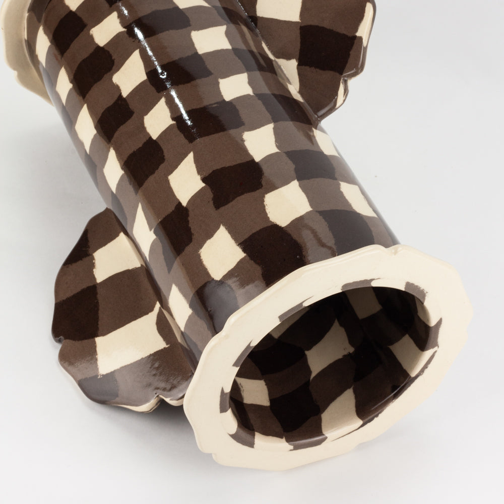 Brown & White Gingham Eton Vase
