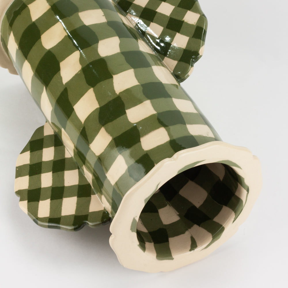 Green & White Gingham Eton Vase