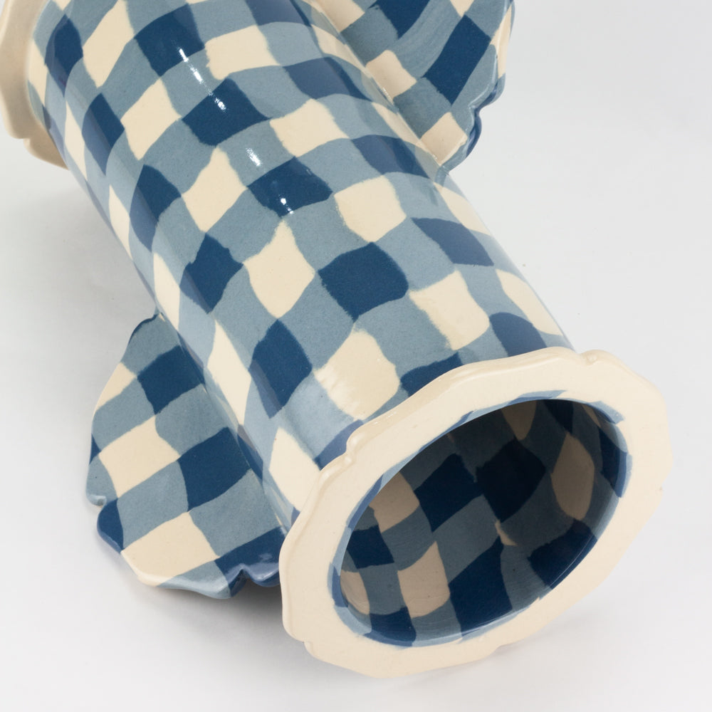 Blue & White Gingham Eton Vase