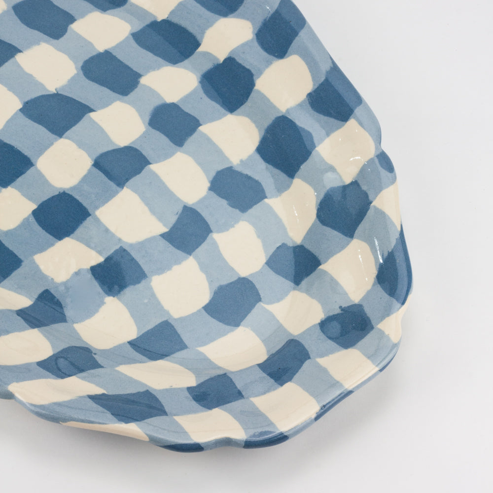 Blue & White Gingham Large Platter