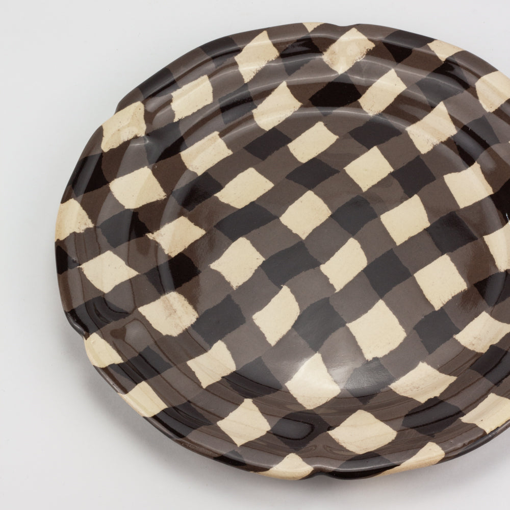 Brown & White Gingham Dinner Plate