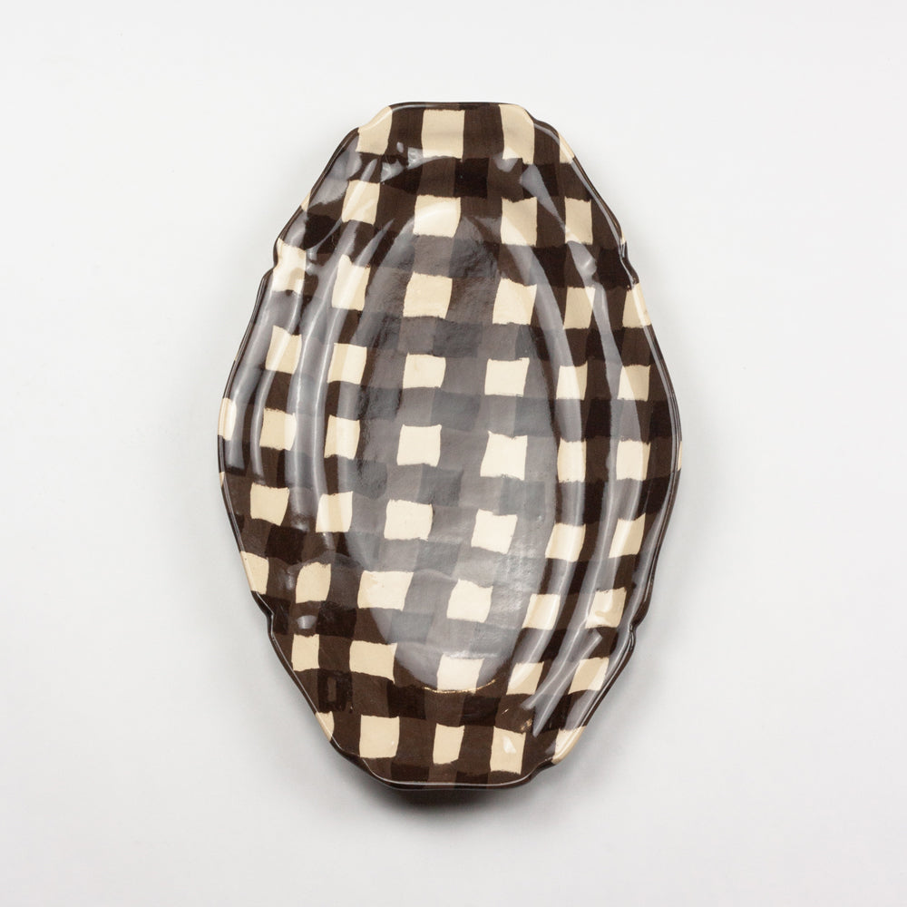 Brown & White Gingham Platter