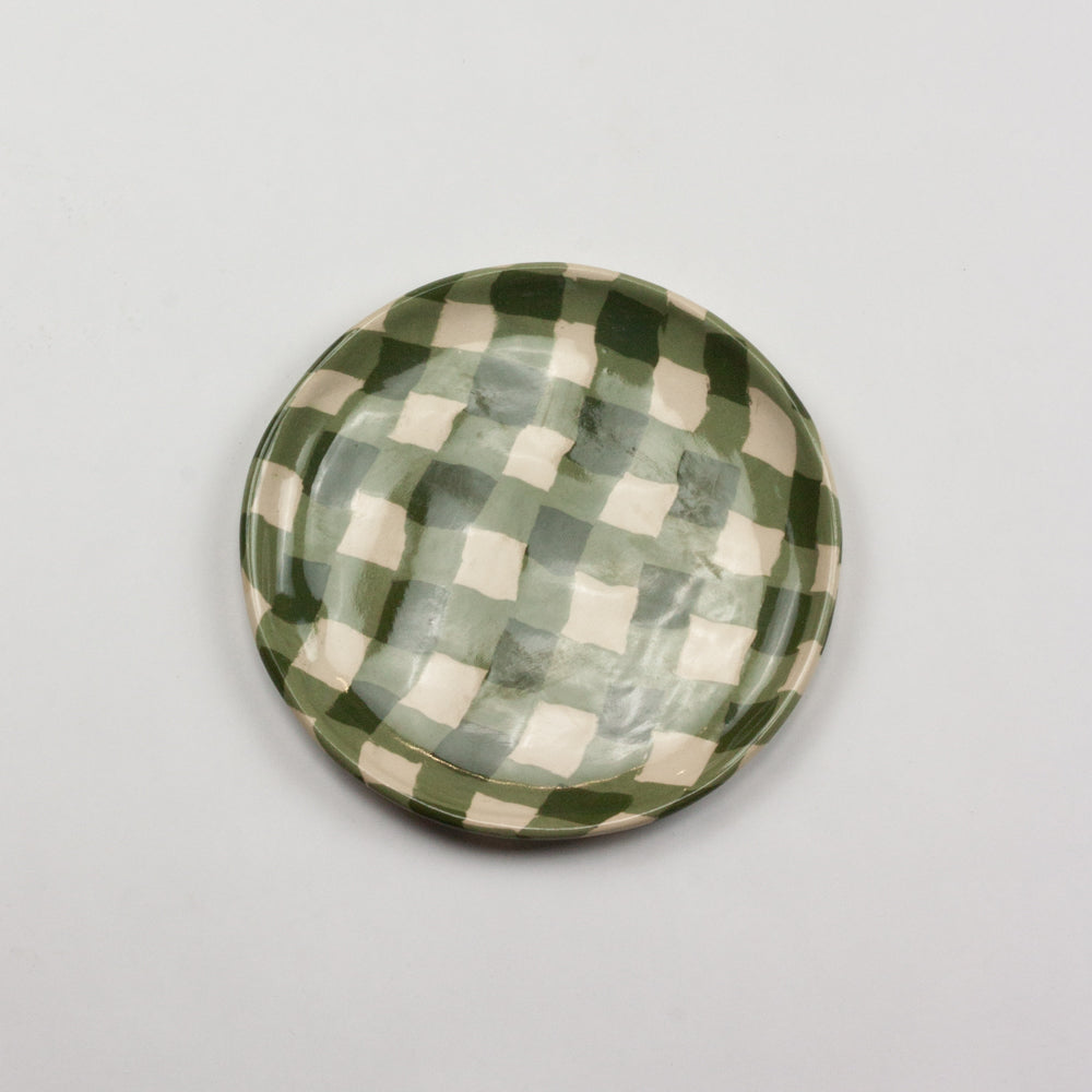 Green & White Gingham Side Plate
