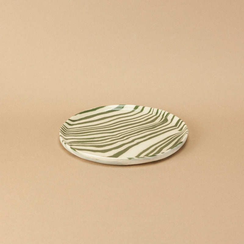 Set of 2 Green & White Side Plates