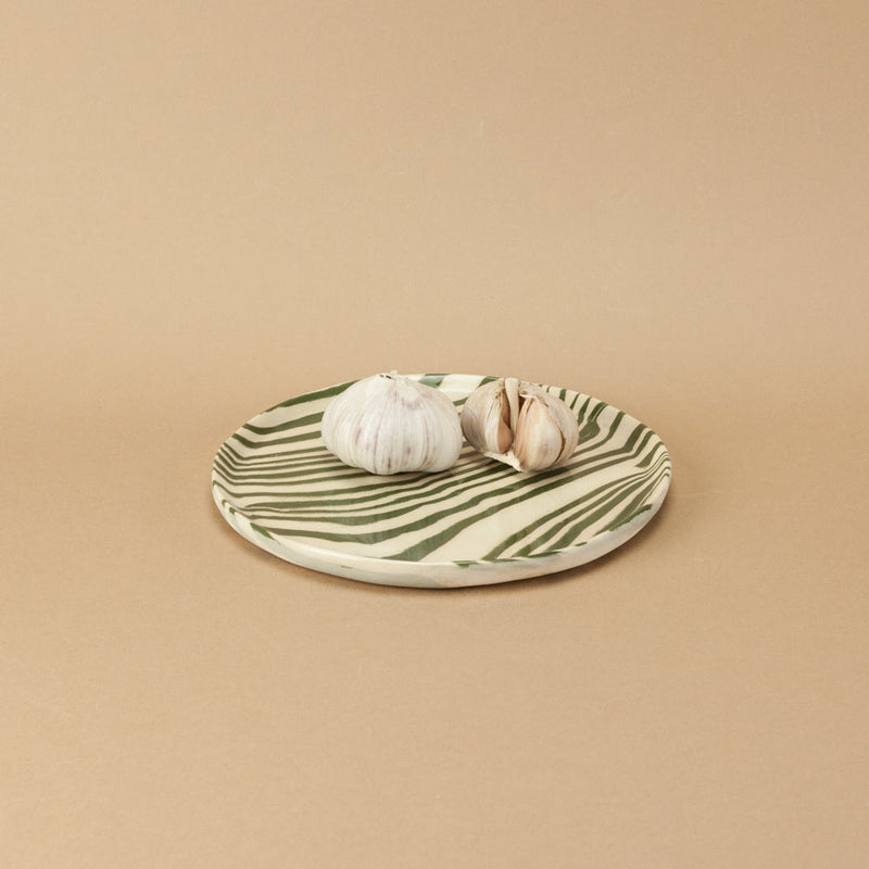 Set of 2 Green & White Side Plates