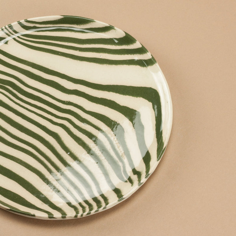 Set of 2 Green & White Side Plates