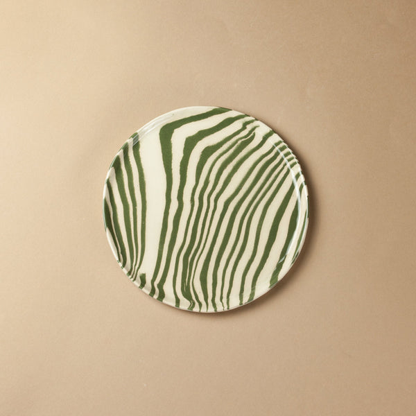 Set of 2 Green & White Side Plates