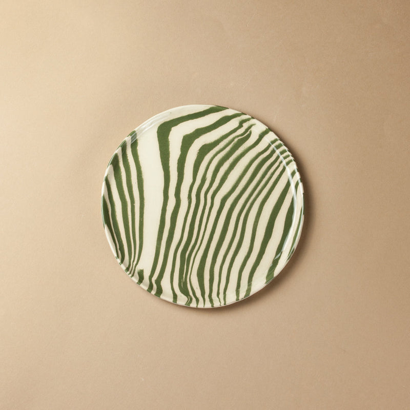 Set of 2 Green & White Side Plates