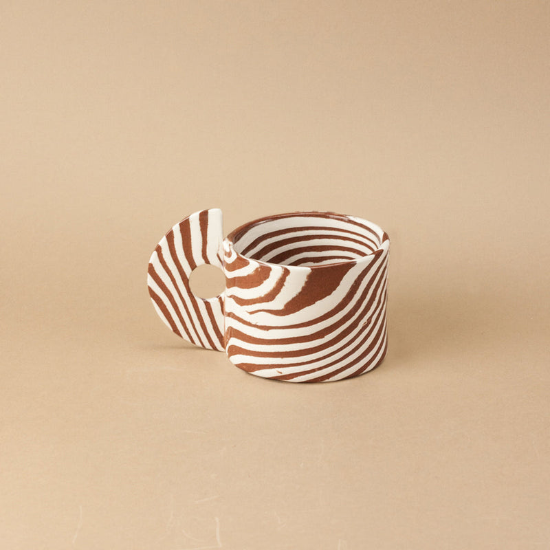 Set of 2 Terracotta & White Mugs