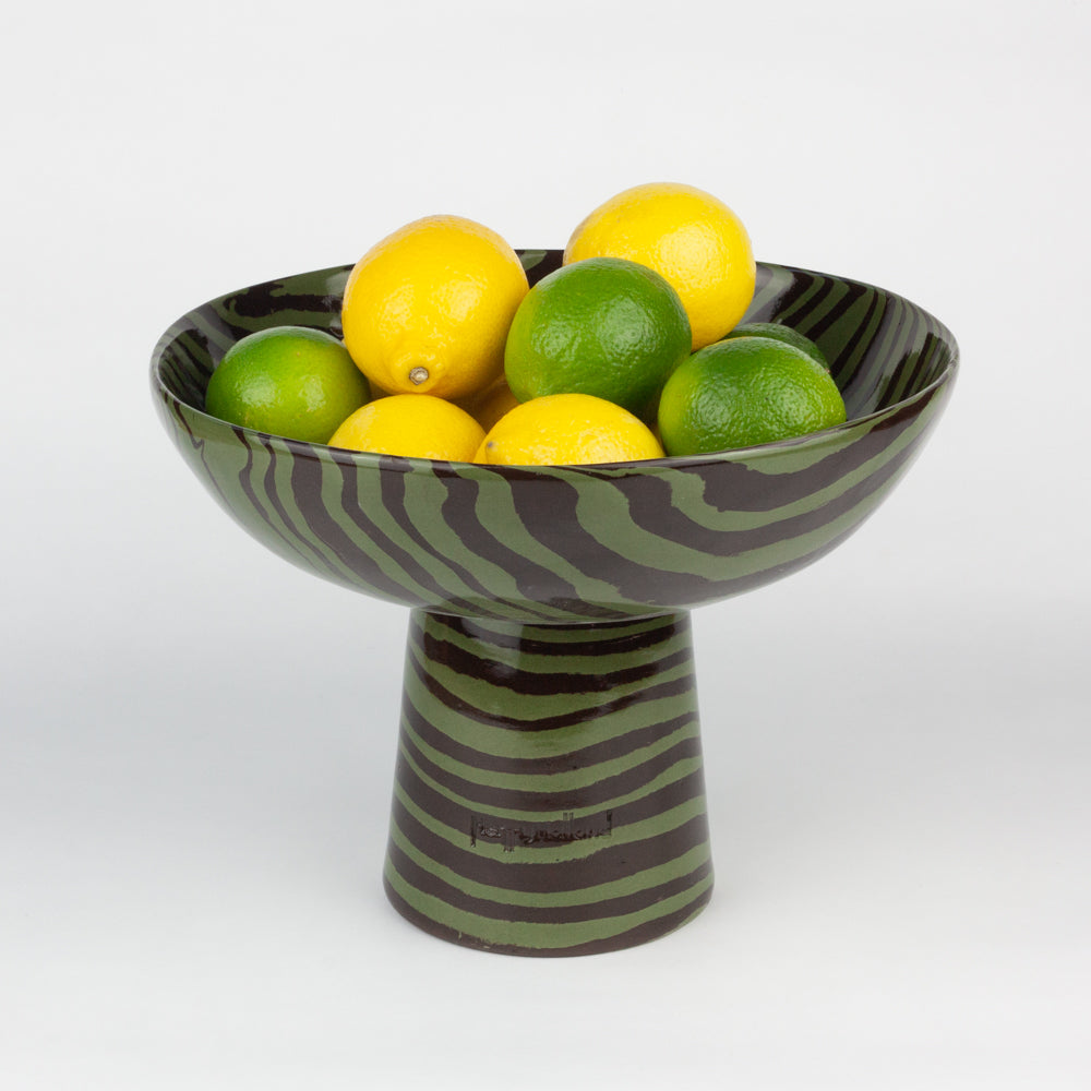 Green & Brown Medium Marble Chalice Bowl