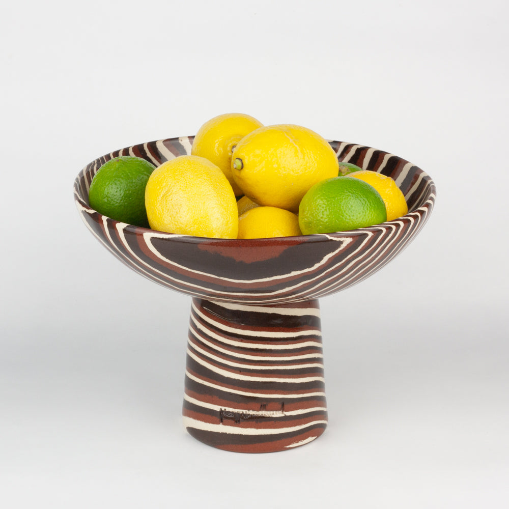 Terracotta, Brown and White Medium Marble Chalice Bowl