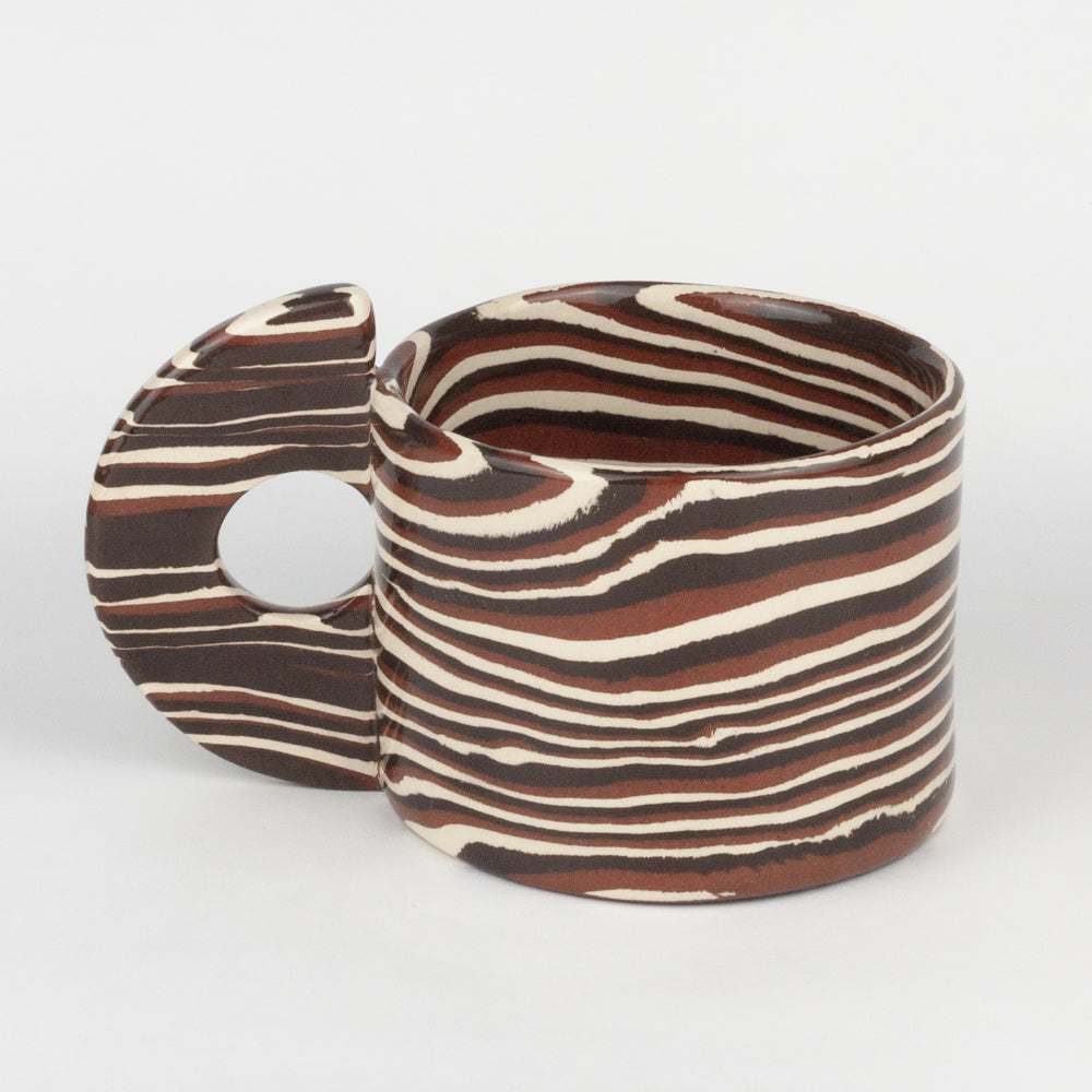 Terracotta, Brown & White Large Marble Mug