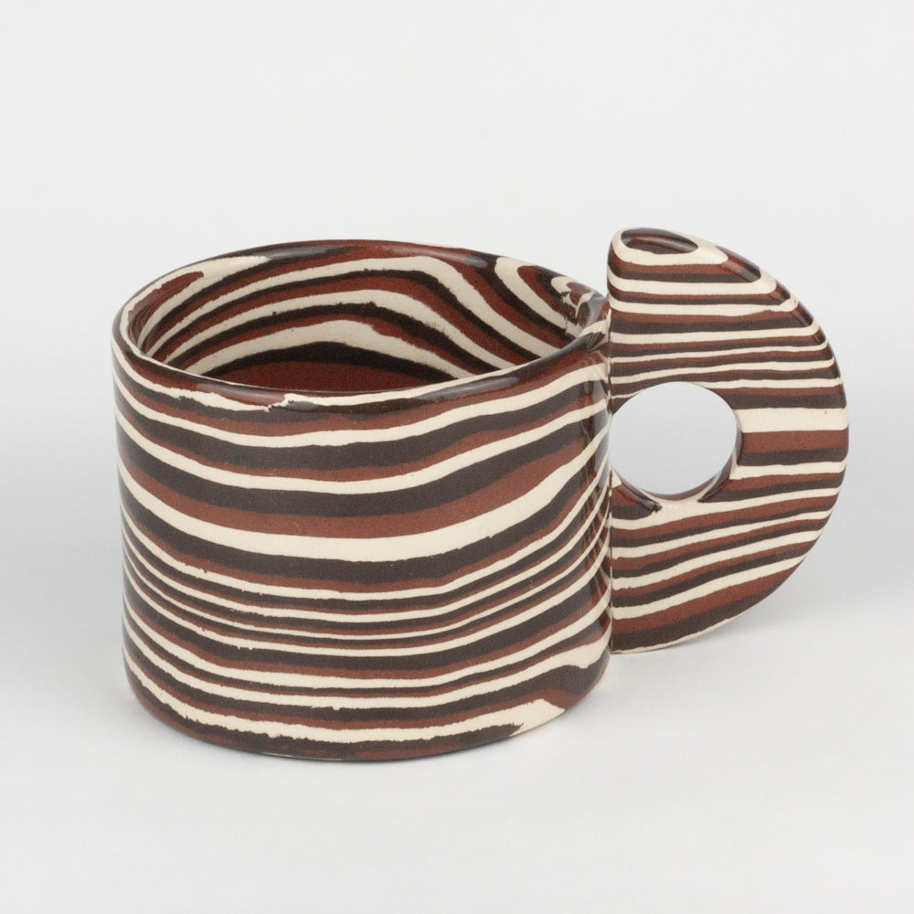Terracotta, Brown & White Large Marble Mug