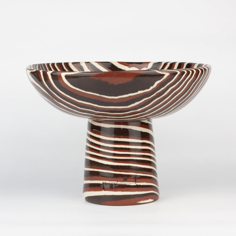 Terracotta, Brown and White Medium Marble Chalice Bowl