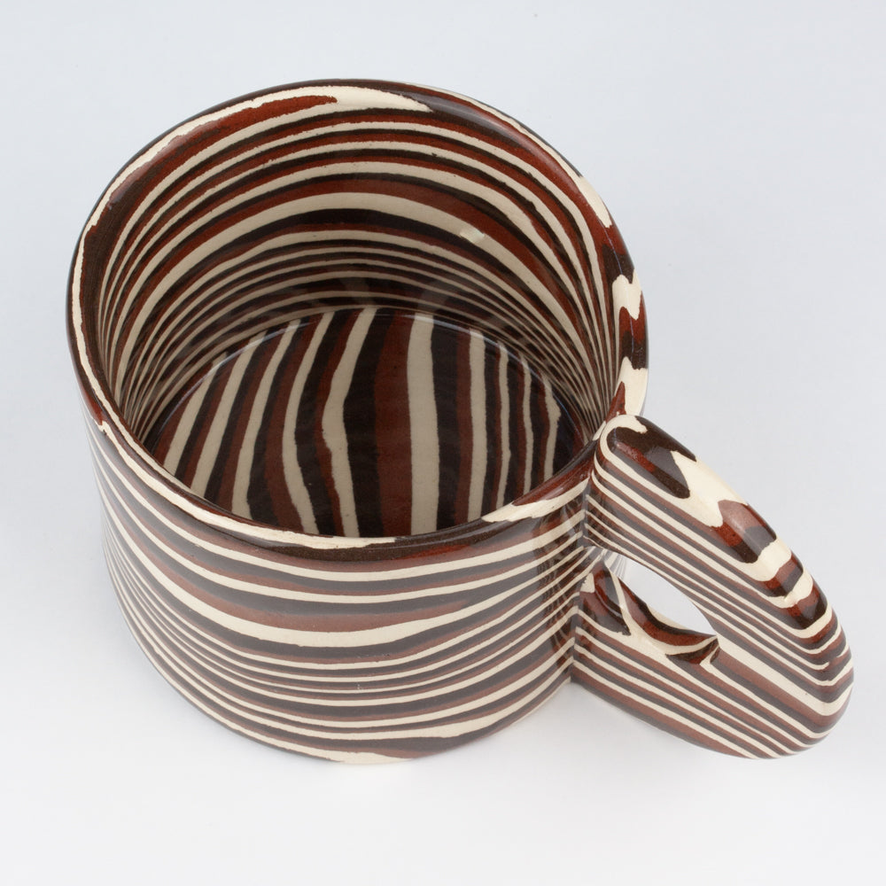 Terracotta, Brown & White Large Marble Mug