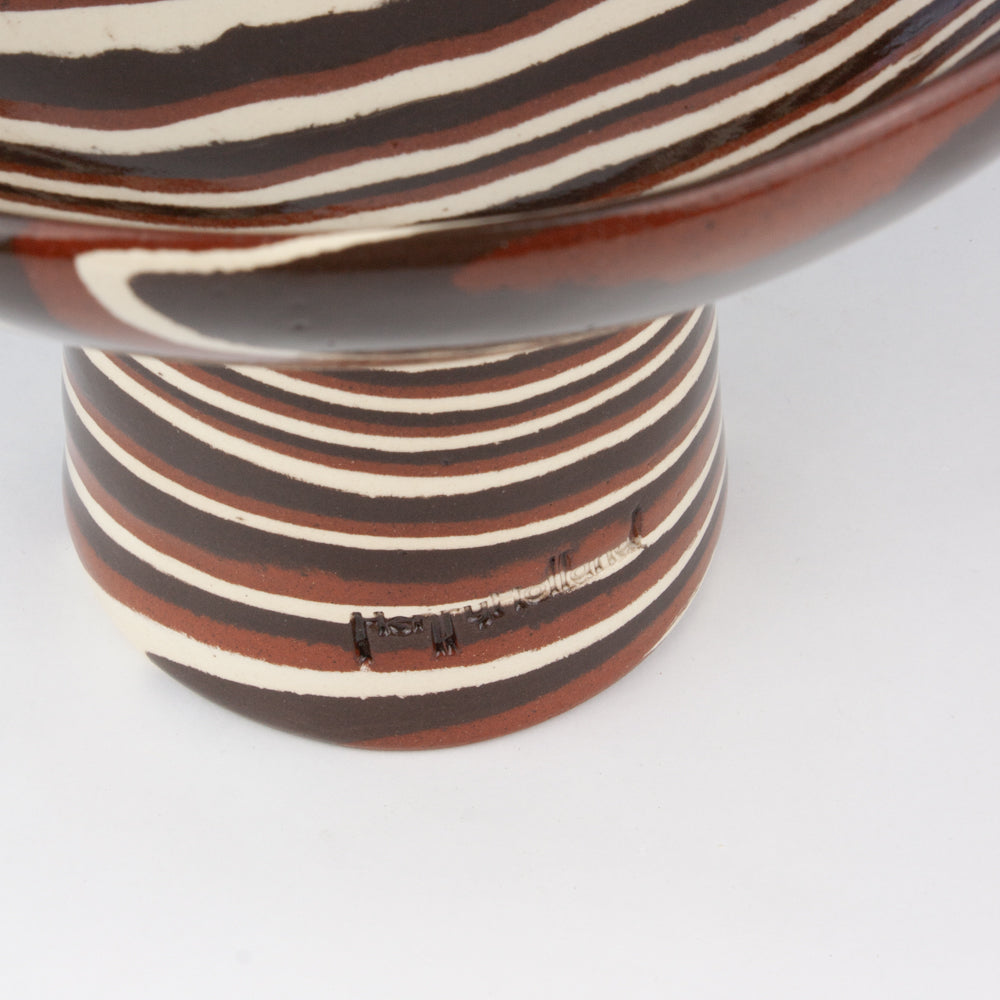 Terracotta, Brown and White Medium Marble Chalice Bowl