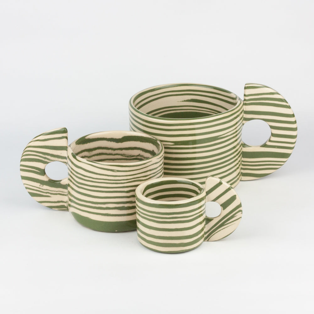 Green & White Large Marble Mug