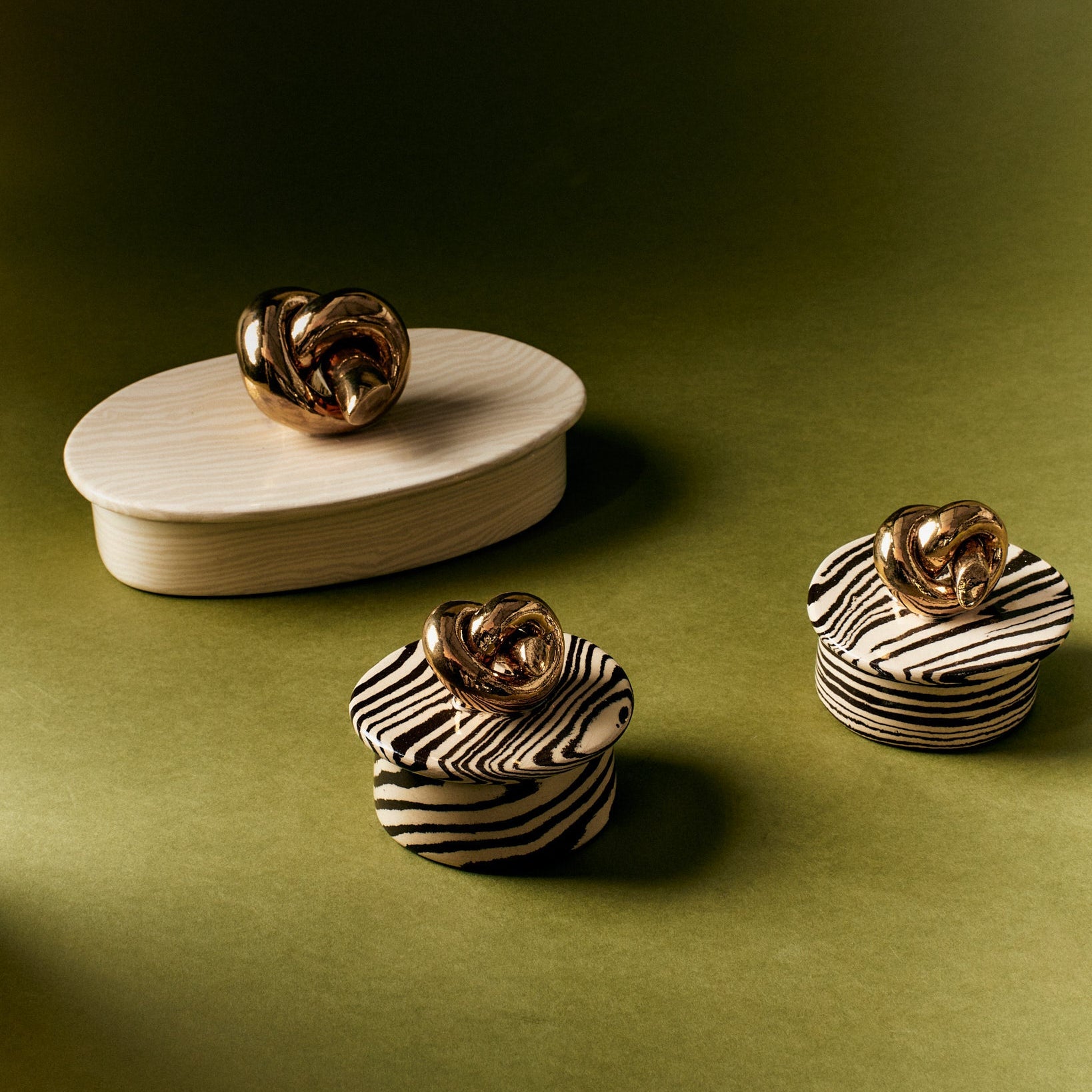 Oatmeal & White Marble Knot Jewellery and Trinket Box