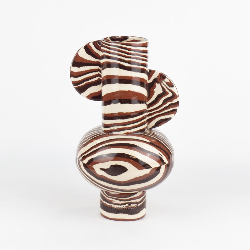 Terracotta, Brown & White Marble Profumo Vase