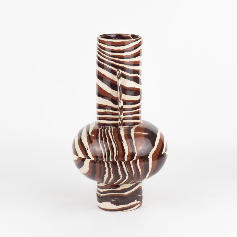 Terracotta, Brown & White Marble Profumo Vase