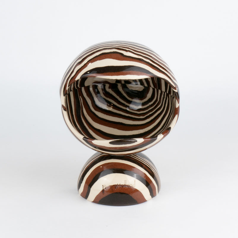 Terracotta, Brown and White Marble Marble Salt Pig