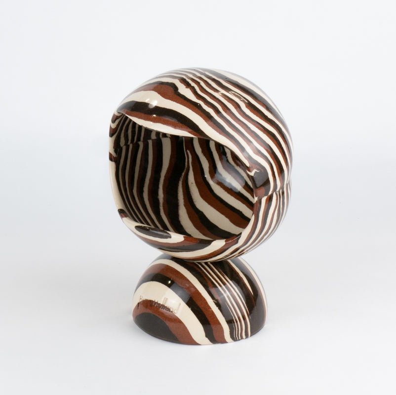 Terracotta, Brown and White Marble Marble Salt Pig